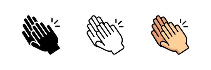 Clapping hand icon set with vector illustrations isolated on a white background, ideal for celebrations, applause, and recognition visuals