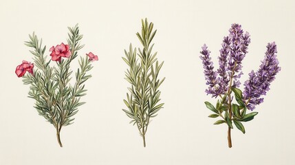 Detailed botanical watercolor illustration on light background