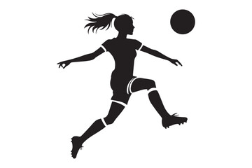 Obraz premium Female Footballer Silhouette Kicking a Soccer Ball