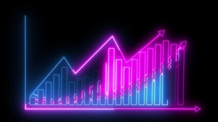 Digital online marketing graph chart, statistics ,Financial and investment business planning and development. Businessman analyzing growth sales data graph on virtual screen .on black background. - Powered by Adobe