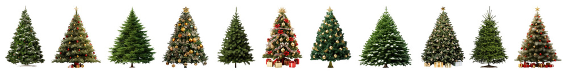 Christmas tree png cut out element set