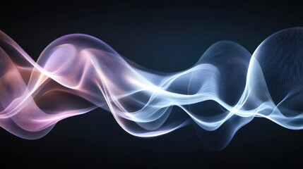 Ultra-wide background image featuring glowing transparent white lines and dynamic flowing waves, ideal for minimalist design concepts