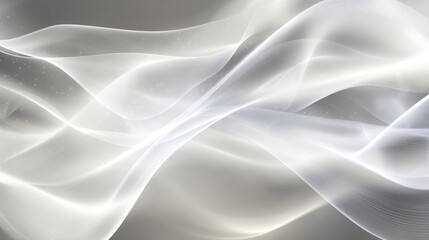 Fototapeta premium Ultra-wide background with glowing transparent white lines and waves, creating a smooth, dynamic, and flowing design