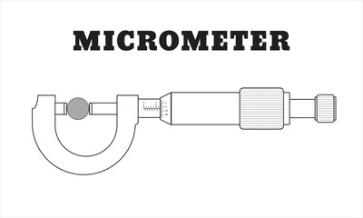 Micrometer icon. Diagram of Micrometer on white background drawing by illustration
