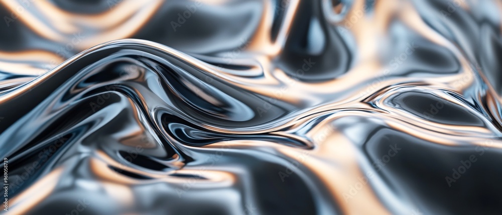 Poster metallic waves. abstract smooth reflections