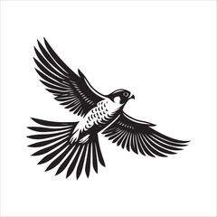 Naklejka premium Peregrine Falcon Silhouette Design, Peregrine Clipart Graphic, Peregrine Bird vector illustration in black and white