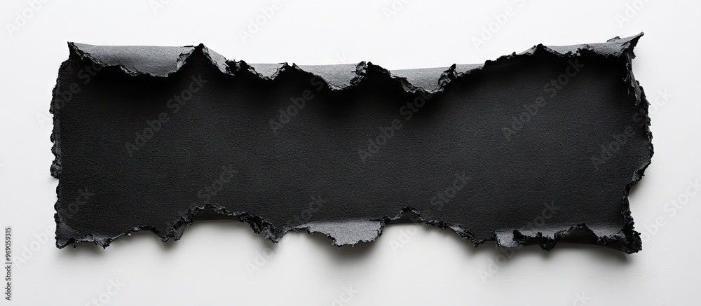 Poster black torn paper set against a white background with copy space