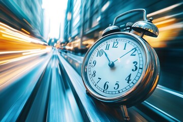 Clock against a fast-paced city, representing the race against time