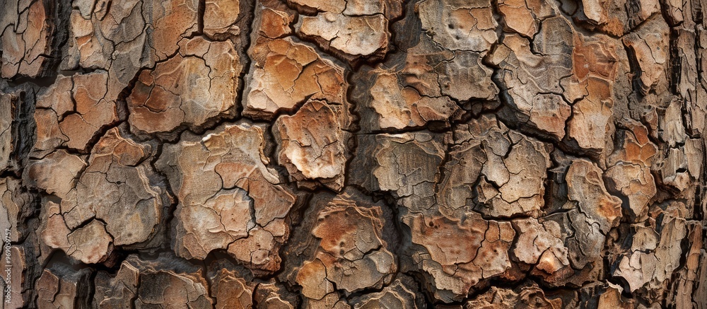 Poster Embossed texture of tree bark Pattern featuring a natural tree bark background. with copy space image. Place for adding text or design