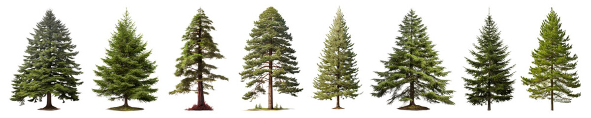 Fototapeta premium lush green pine tree set
