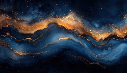 Abstract Swirling Blue and Gold