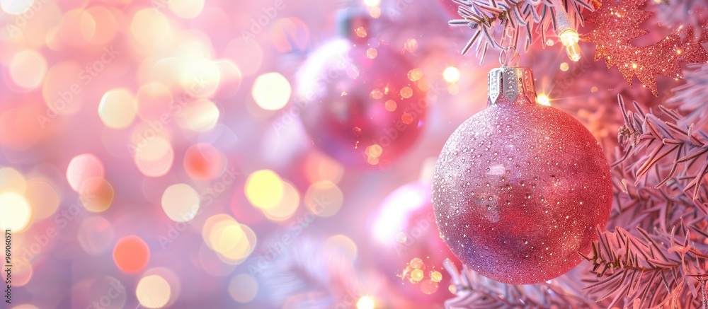 Aufkleber Christmas abstract pink bokeh background with a light color blur for your design work in the New Year concept. with copy space image. Place for adding text or design