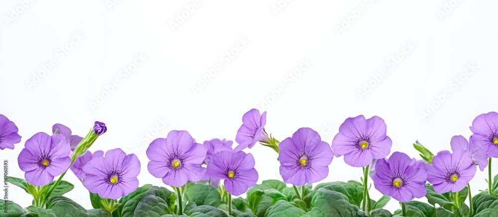Aufkleber purple primrose blossoms. with copy space image. place for adding text or design
