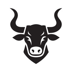 simple Bull Head Logo Silhouette Illustration logo design template black and white