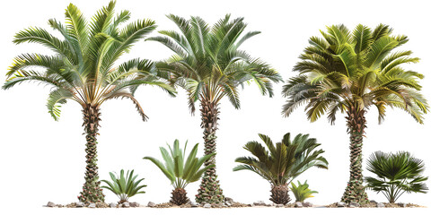  Assorted Tropical Palm Trees Isolated on White