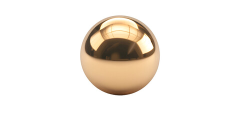 Perfectly Smooth Gold Sphere Isolated Transparent Background