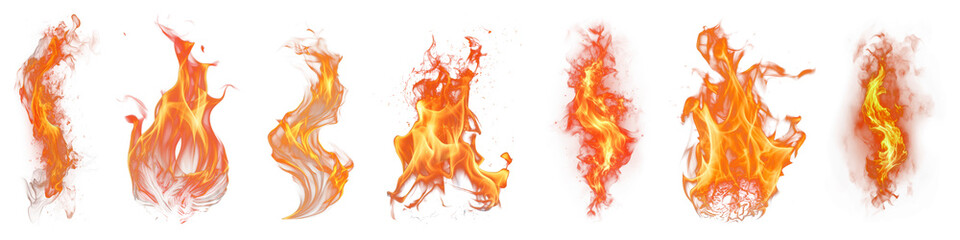 PNG hot fire flames set