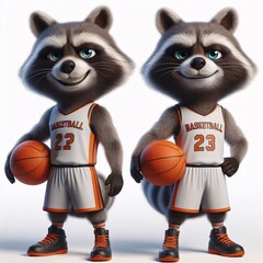 Basketball animals on white background
