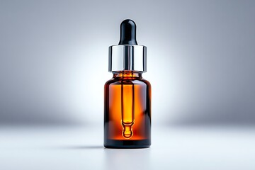 Fototapeta premium Acne treatment with salicylic acid in a dropper bottle, highlighted against a clean, minimal background