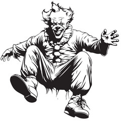 Circus clown in action vector image. circus clown in action stock illustration