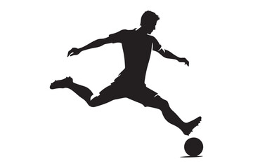 male Footballer Silhouette Kicking a Soccer Ball