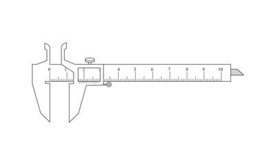 Micrometer icon. Diagram of Micrometer on white background drawing by illustration