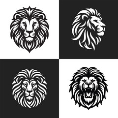 Lion head logo vector stencil set.