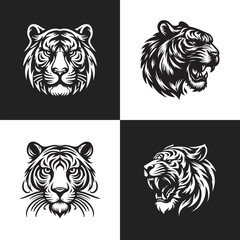 Obraz premium Tiger Head silhouette vector illustration.