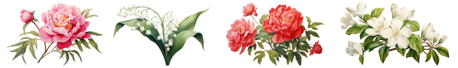 Fototapeta premium Vintage flower png cut out element set
