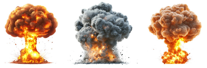 Fire bomb explosion png cut out element set