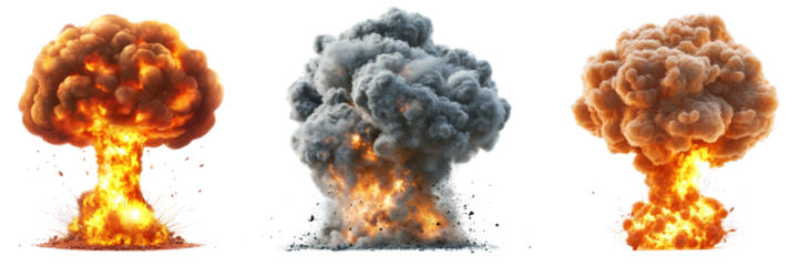 Fire bomb explosion png cut out element set