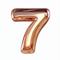 A shiny, metallic number 7 with a smooth, reflective surface.