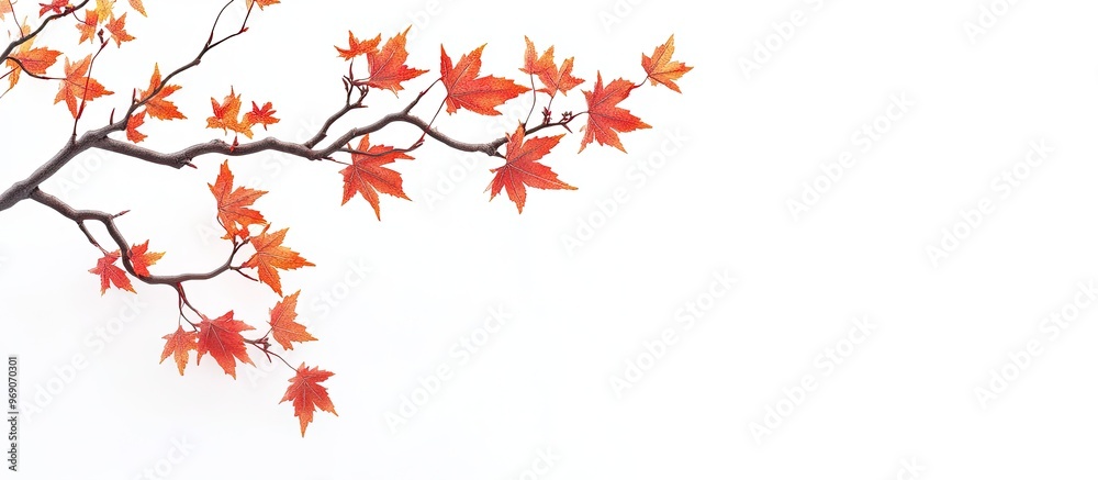Leinwandbilder Autumn maple branch featuring leaves isolated on a white background. with copy space image. Place for adding text or design