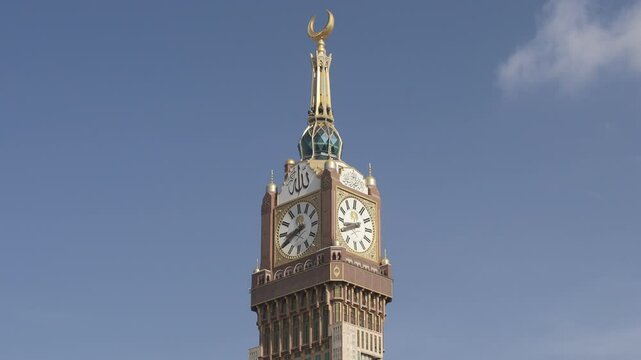 Mecca , Saudi Arabia Mars 30 2024: Makkah Clock Tower - Abraj Al Bait - Masjid Al Haram 4k Video