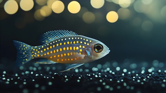 Illuminated pinfish against dark with glowing light pattern picture