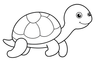 Cute turtle line art vector illustration