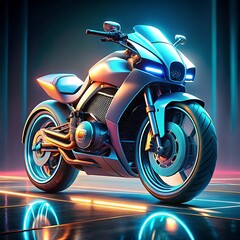 Futuristic technology fast motor bike. Bike for Walpaper Banner or Photo. Ai Generated