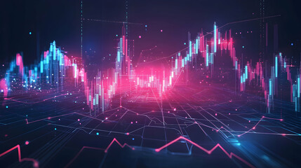 Stock market trading graph with financial data visualization illustation