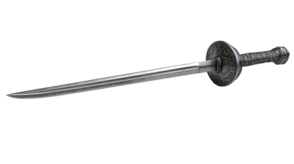 Ornate Sword with Grunge Pattern Background