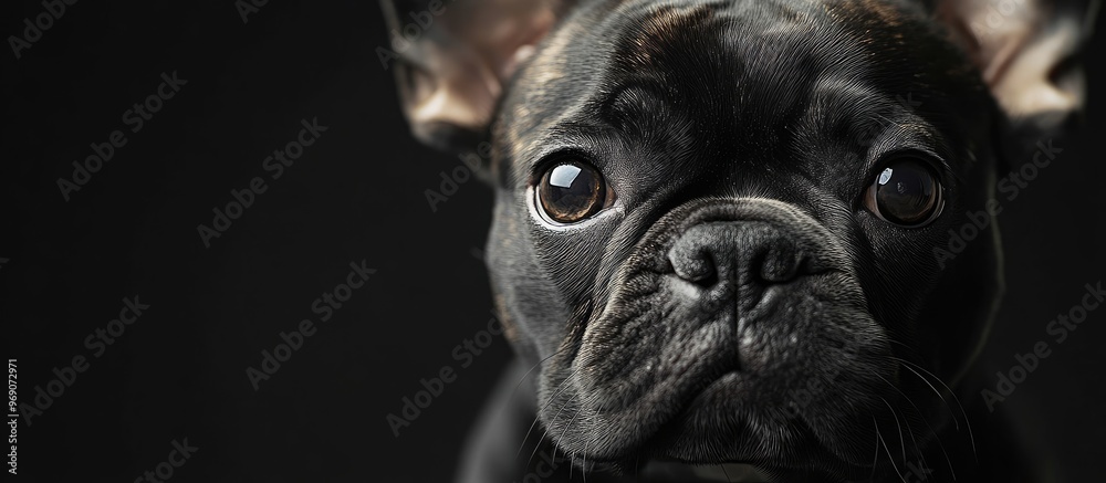 Poster french bulldog with a dark nose. with copy space image. place for adding text or design