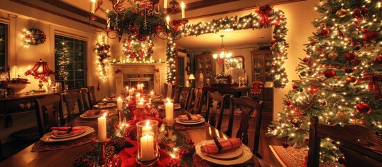 Christmas decor and lighting. with copy space image. Place for adding text or design