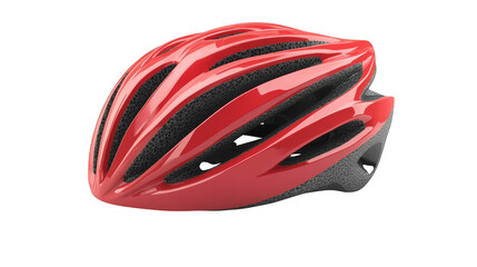 Red Bicycle Helmet with Black Padding Isolated on White