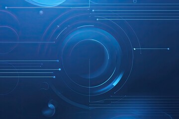 Obraz premium Bright Blue Abstract Tech Wallpaper with Linear Circles for Futuristic Interface Design