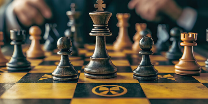 Deadly Game of Brinkmanship: World leaders playing chess on a board with nuclear symbols.