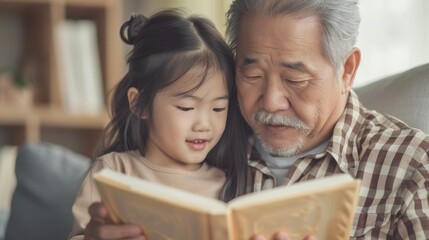 Obraz premium Father and child bonding through books, showcasing the power of storytelling in family life.