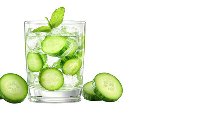 Refreshing Cucumber Water with Mint and Ice