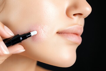 Acne breakout on the jawline, with a focus on treating hormonal acne with spot treatments
