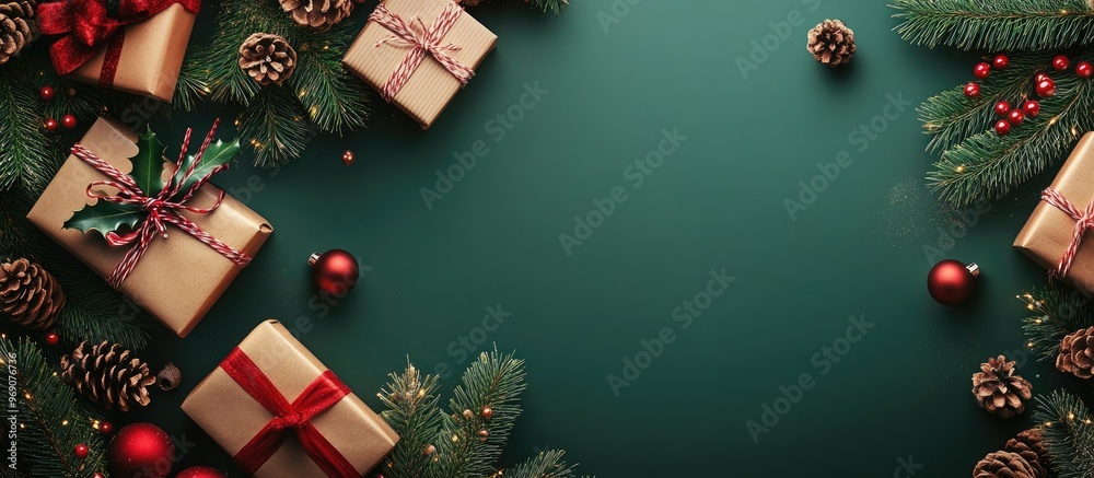 Aufkleber Christmas themed gifts decorative backgrounds and patterns. with copy space image. Place for adding text or design