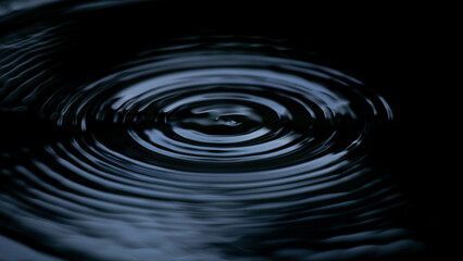 Ripple of water or water drop splash on black background. Abstract shape out of the water