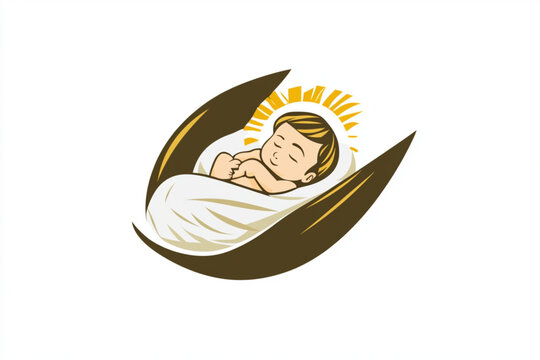 recommend clip art: Vector stylized logo of baby jesus , isolated on white background 